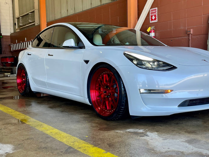 Model 3 Performance Showcase - 20" BC Forged MLE81 + MPP Comfort Coilovers + Project Kics R40 Iconix Lug Nuts