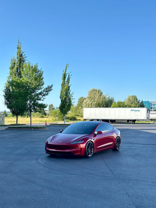 Model 3 Performance (Highland) Spacers - 14/17mm on Tesla Factory 20" Warp Wheels (Lowered)