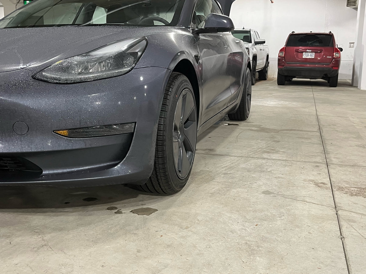 Model 3 Spacers 18/25mm on Tesla Factory 18" Aero Wheels MODEL+